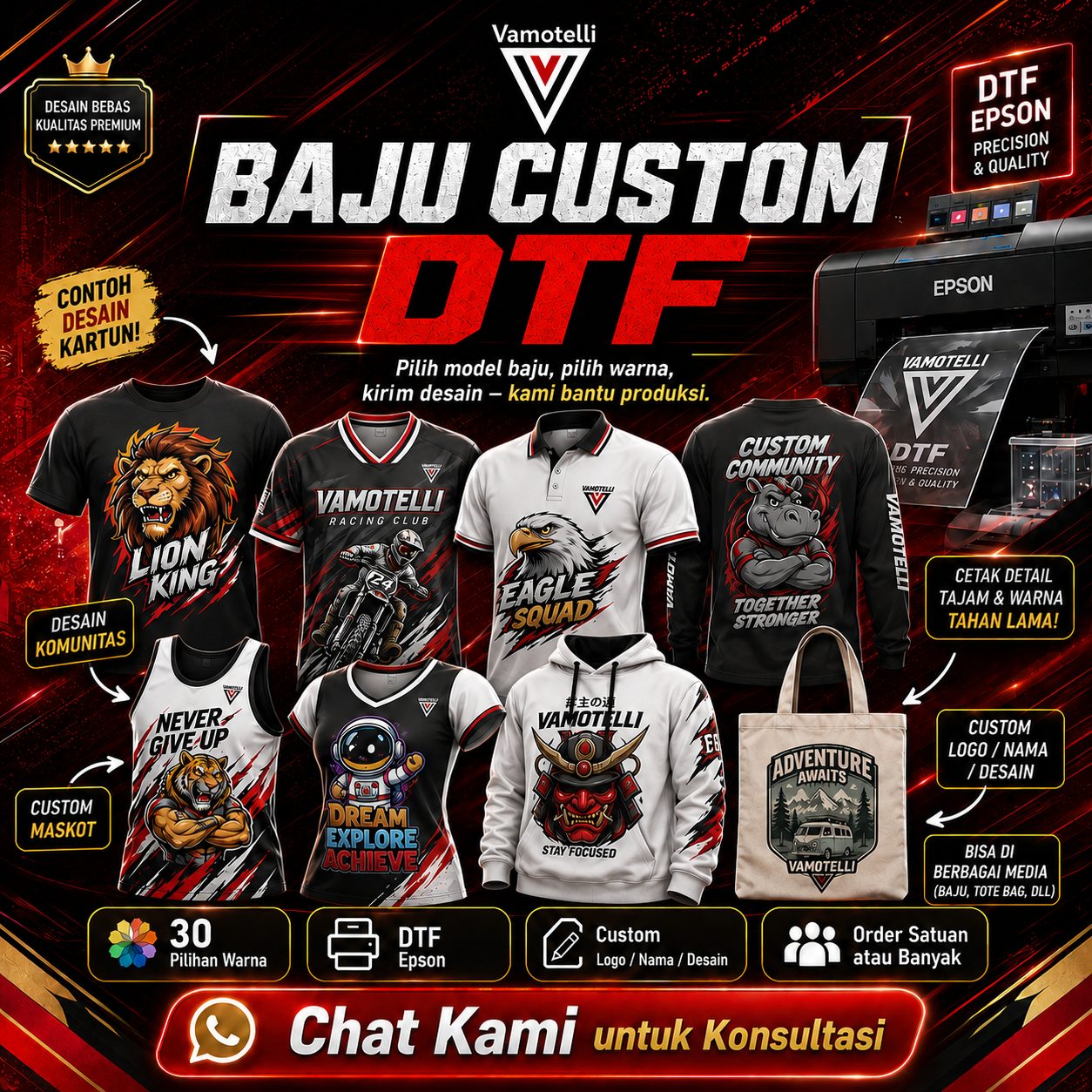 Baju custom DTF Vamotelli