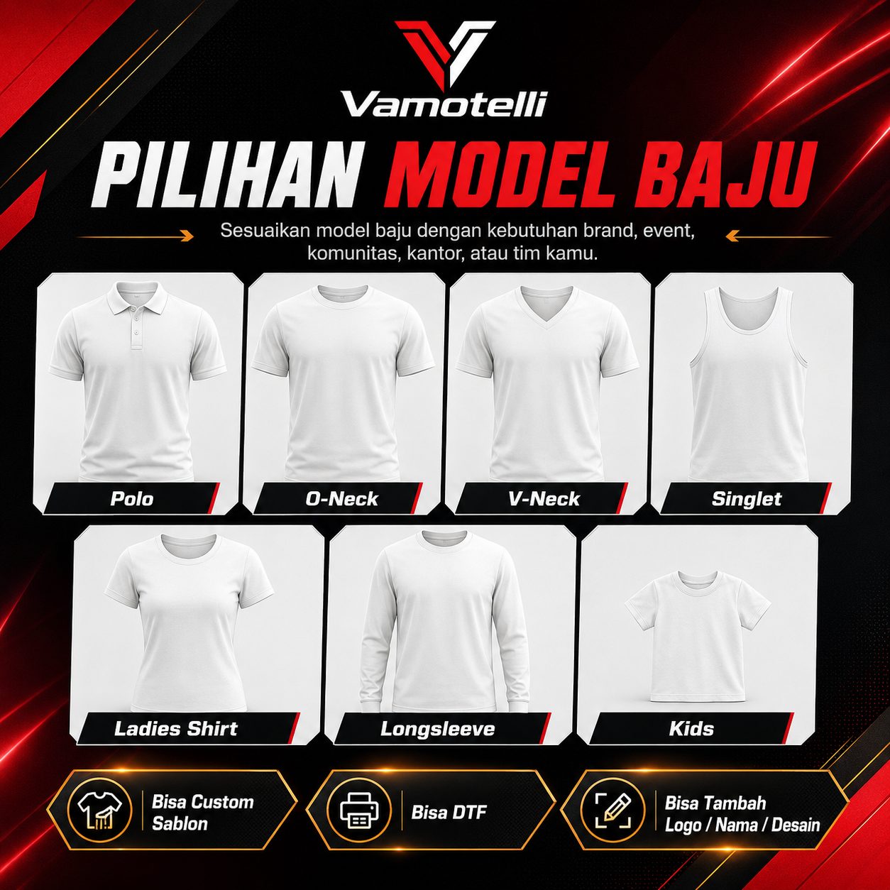 Pilihan model baju custom Vamotelli